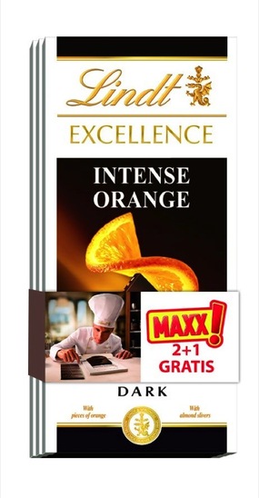 čokolada Lindt Excllence Orange 100g MAXX 2+1 