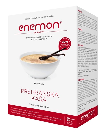 Dietna hrana, prehranska kaša z okusom vanilije, Enemon, 300 g