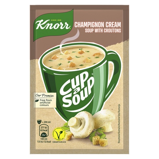 Gobova juha s šampinjoni in popečenimi kruhki Cup a Soup, Knorr, 15 g