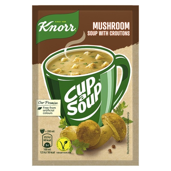 Gobova juha z jurčki in popečenimi kruhki Cup a Soup, Knorr, 15 g