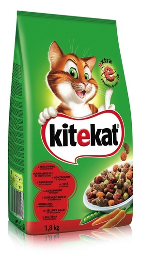 Hrana za mačke z govedino in zelenjavo, Kitekat, 1,8 kg, briketi