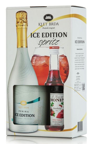 Peneče vino, Ice Edition, Goriška Brda, 0,75 l + jagodni sirup, Monin, 0,25 l