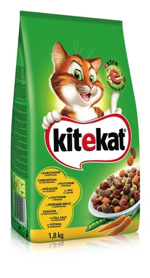 Hrana za mačke s piščancem in zelenjavo, Kitekat, 1,8 kg, briketi