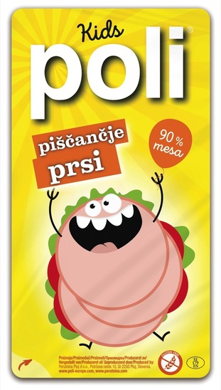 Narezek piščančja šunka Poli kids, Perutnina Ptuj, pakirano, 100 g