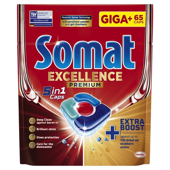 Detergent za strojno pomivanje posode, 5 in 1, Somat, 65/1