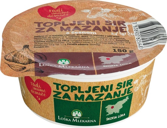 Topljeni sir s česnom, 150 g