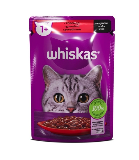 Hrana za mačke, govedina, Whiskas, 85 g