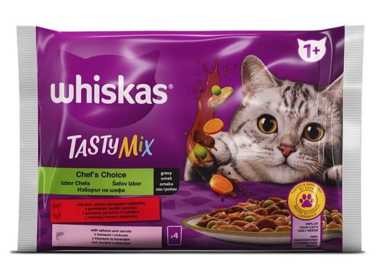 Hrana za mačke Chef's choice, mešani izbor, Whiskas, 4 x 85 g