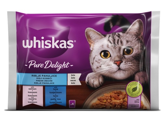 Hrana za mačke, losos in tuna, Whiskas, 4 x 85 g