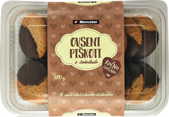 Ovseni piškoti s čokolado, Mercator, 320 g