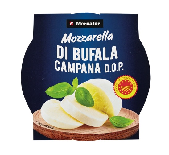 Mozzarella di Bufala Campana, Mercator, ZOP, pakirano, 125 g