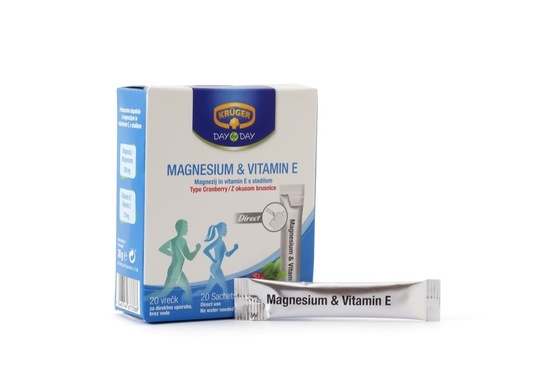 Prehransko dopolnilo Mega sport v vrečkah (Mg + vitamin E), Kruger, 20 x 1,5 g