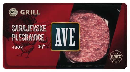 Pleskavice sarajevske Ave Grill, palirano 480 g, cena za kos