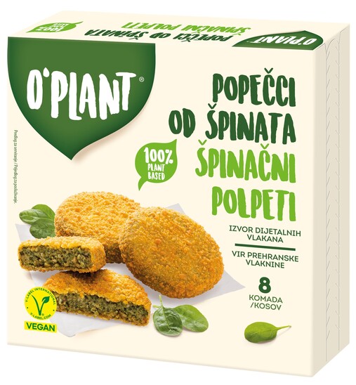 Špinačni polpeti, O'Plant, zamrznjeno, 450 g