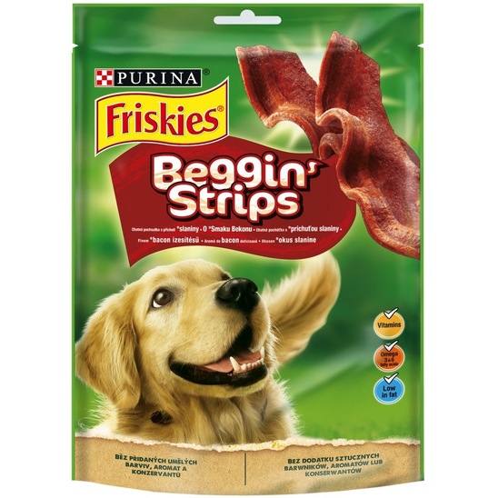 Prigrizek za pse Friskies Beggin Strips s slanino, Purina, 120 g