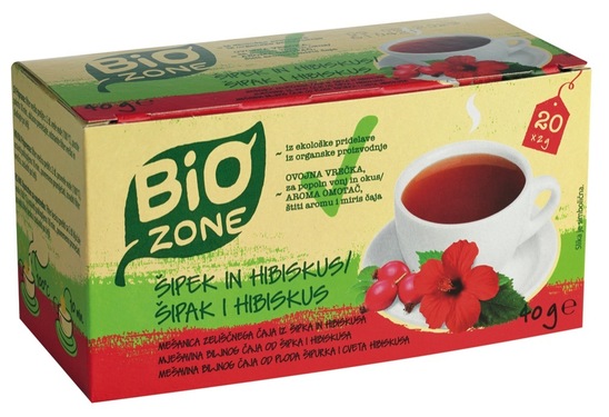 Bio čaj, šipek in hibiskus, Bio Zone, 40 g