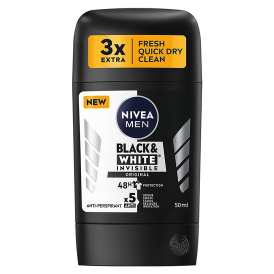 Deodorant stik Men Black & White Invisible Original, Nivea, 50 ml