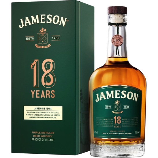 Whiskey, 18 letni, Jameson, 46 % alkohola, 0,7 l